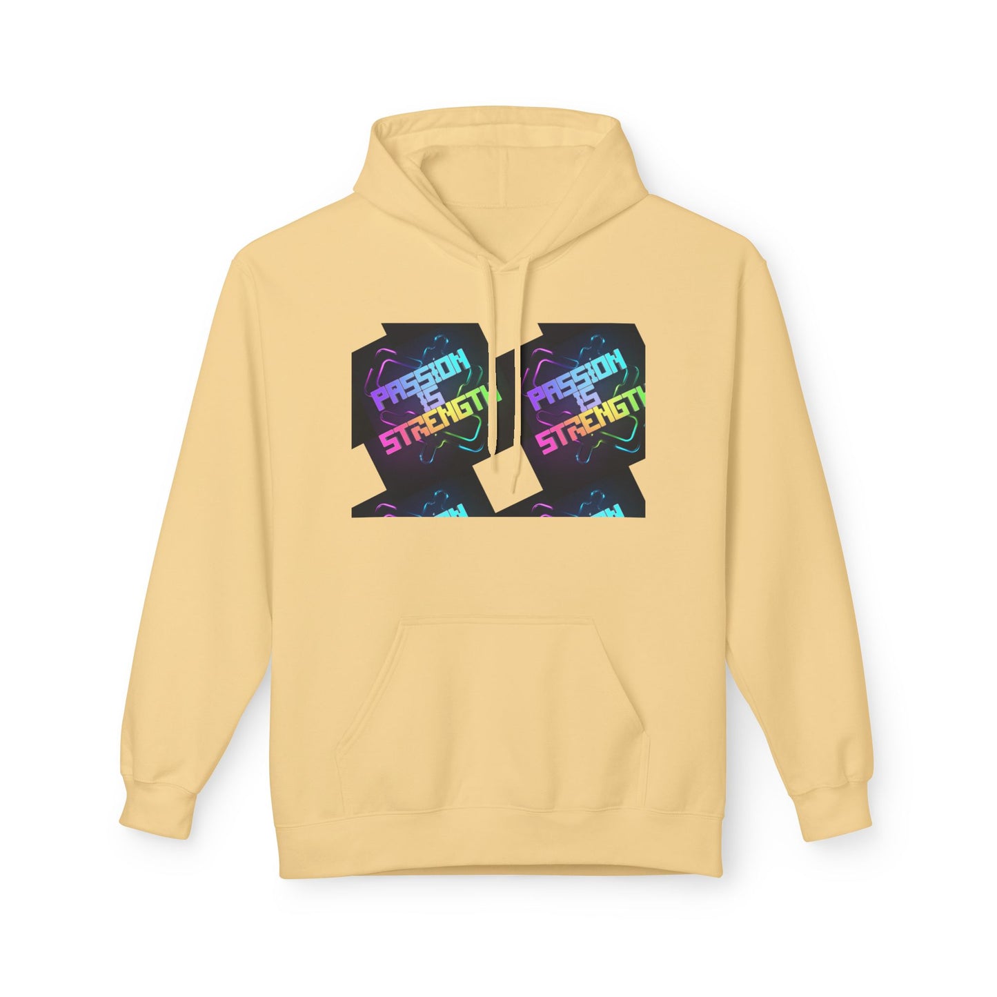Passion is Strength Graphic Hoodie — Retro Rainbow Tombstone Design