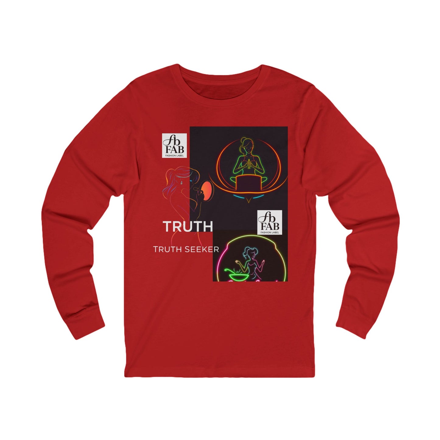 Neon Truth Long Sleeve Tee — Artistic Line-Drawn Figure Shirt
