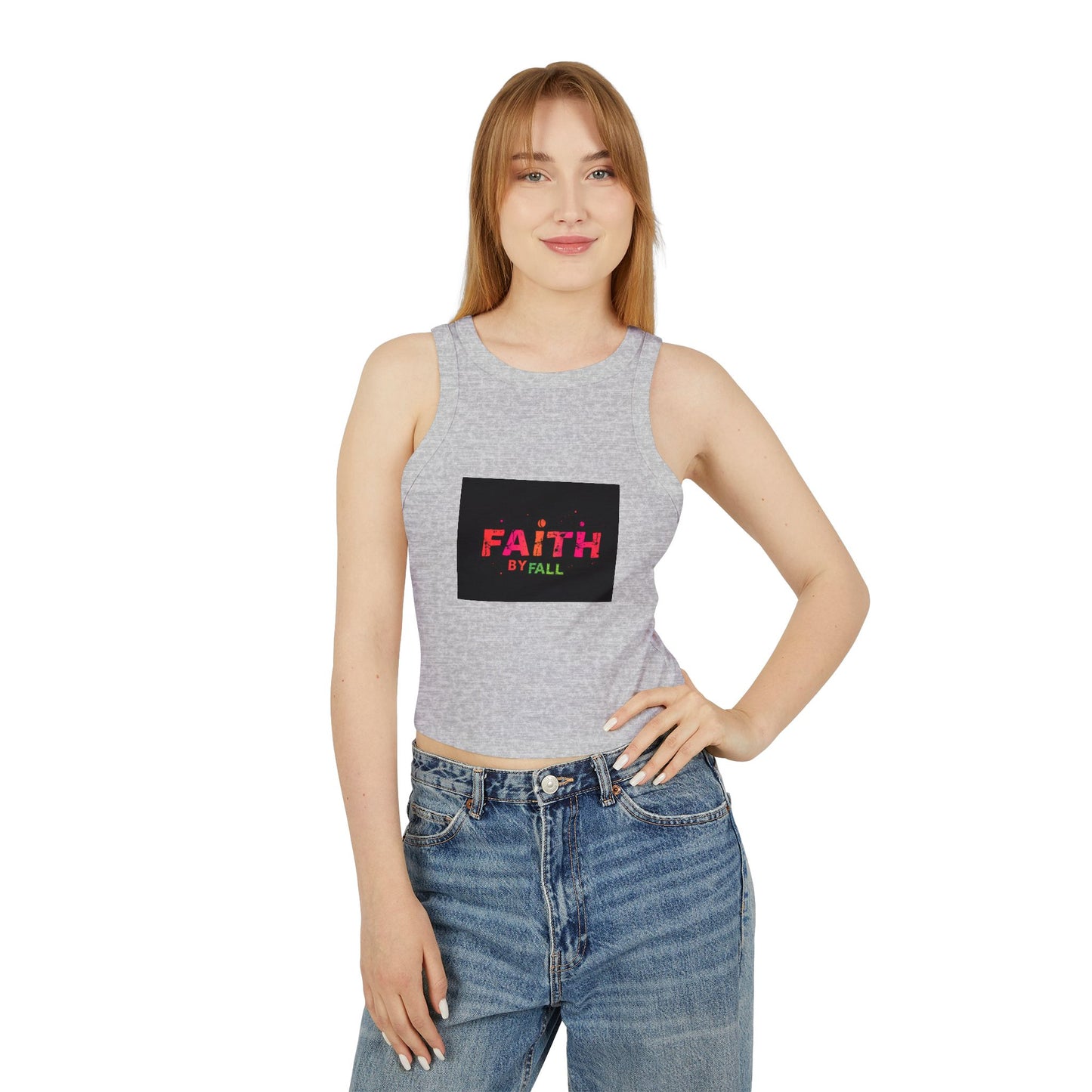 Faith by Fall Women's Micro Rib Racer Tank Top, Inspirational Summer Top, Motivational Crop Tank, Faith Apparel, Gift for Her, Casual Wear