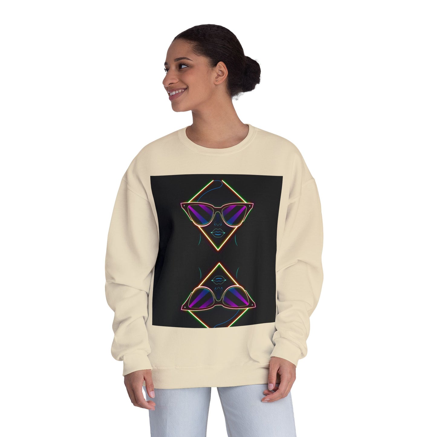 Retro Vibes Crewneck Sweatshirt with Sunglasses Design