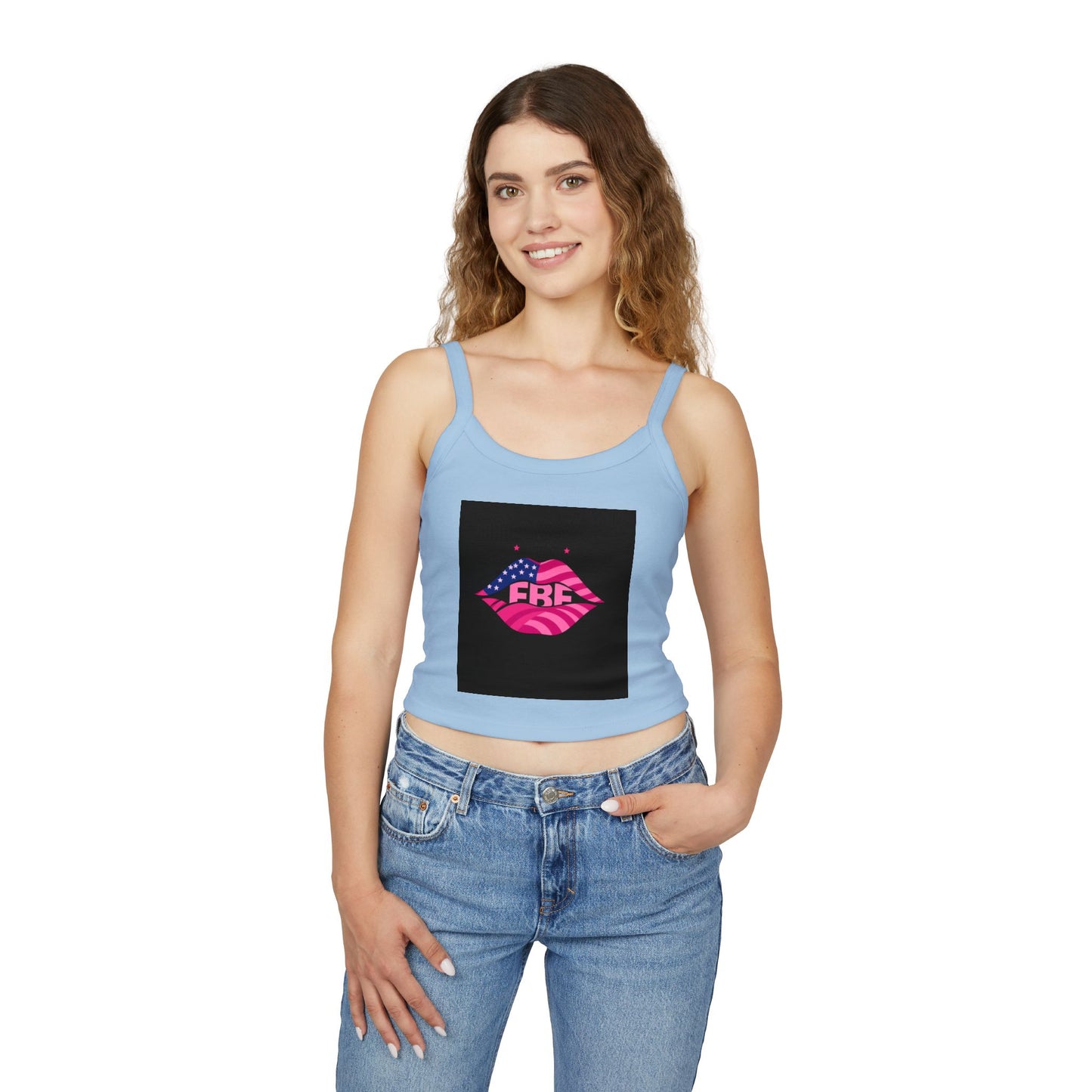 Women's Spaghetti Strap Tank Top - USA Pride Design, Summer Outfit, Festival Wear, Fourth of July Essential, Casual Top, Trendy Apparel