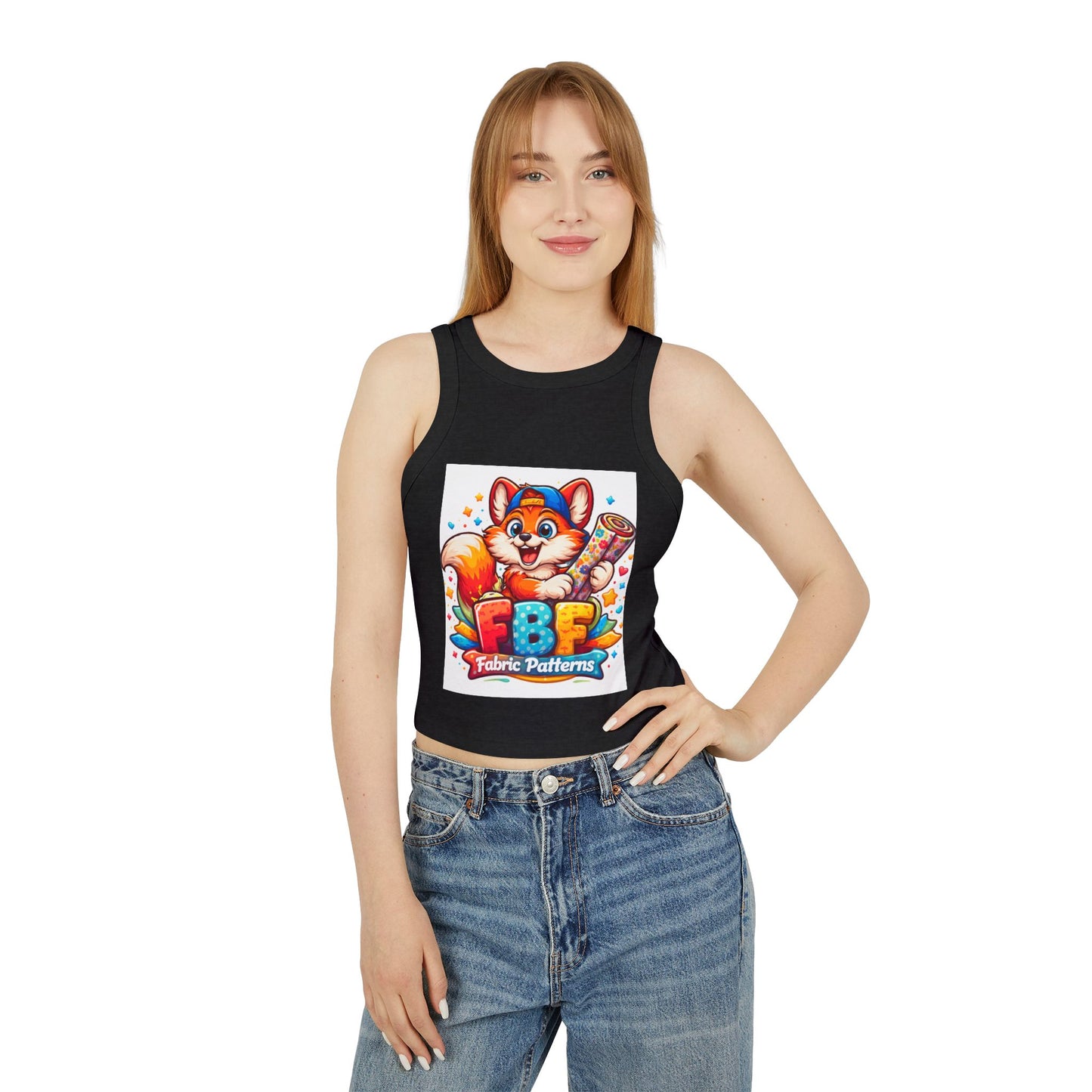 Fox Fabric Designer Tank — “Faith By Fall” Cute Cartoon Fox Racerback Tank Top
