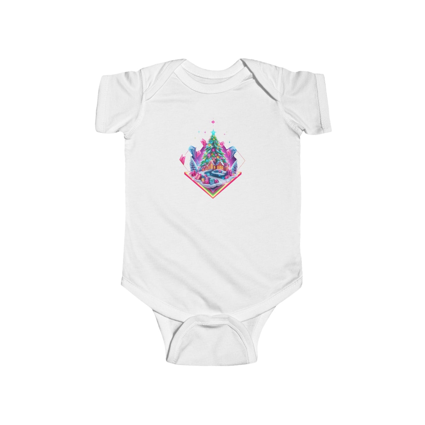 Infant Bodysuit — Festive Neon Christmas Tree Baby Onesie