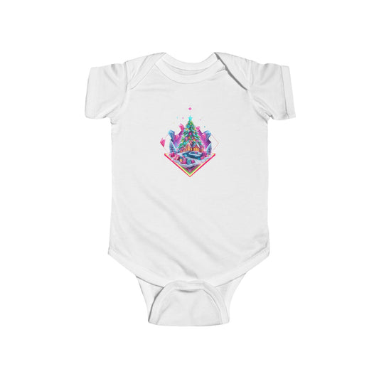 Infant Bodysuit — Festive Neon Christmas Tree Baby Onesie