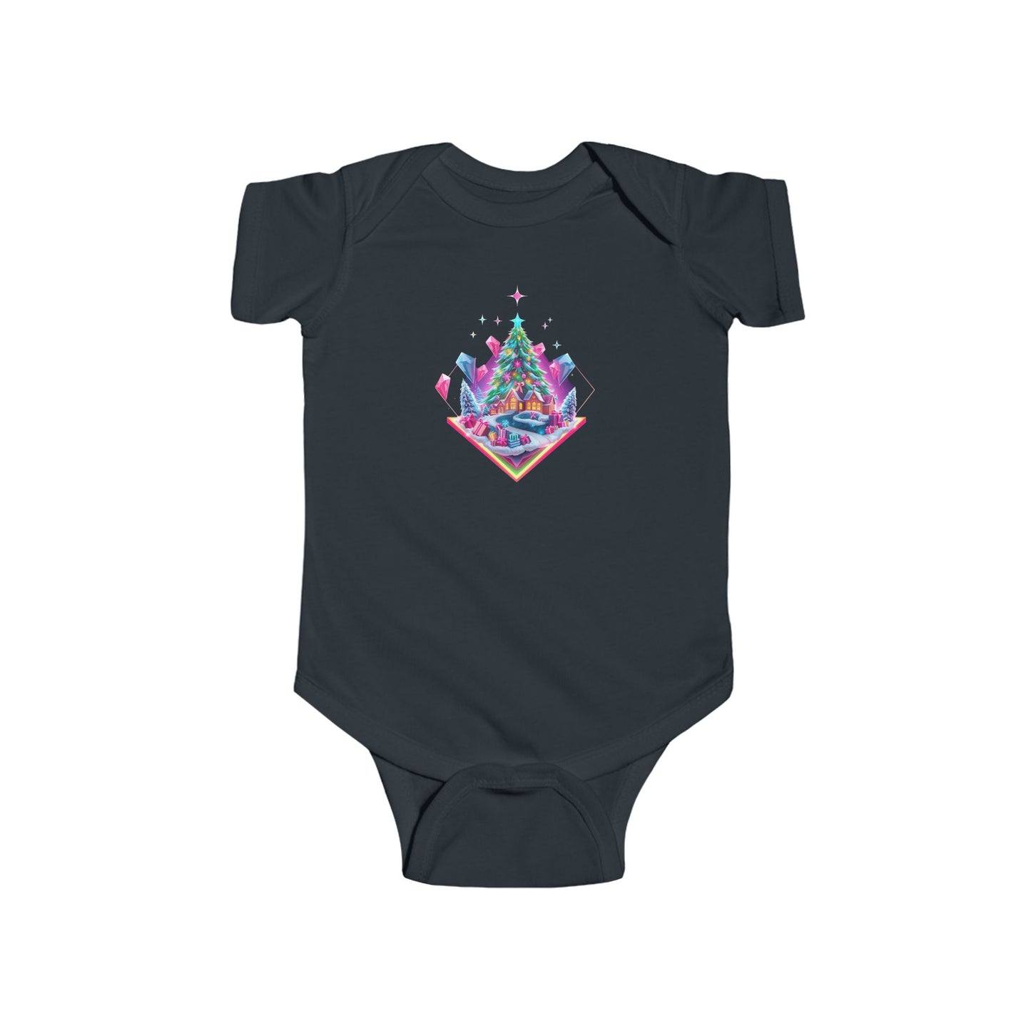 Infant Bodysuit — Festive Neon Christmas Tree Baby Onesie