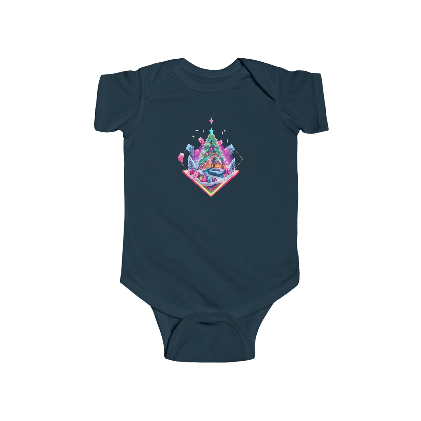 Infant Bodysuit — Festive Neon Christmas Tree Baby Onesie
