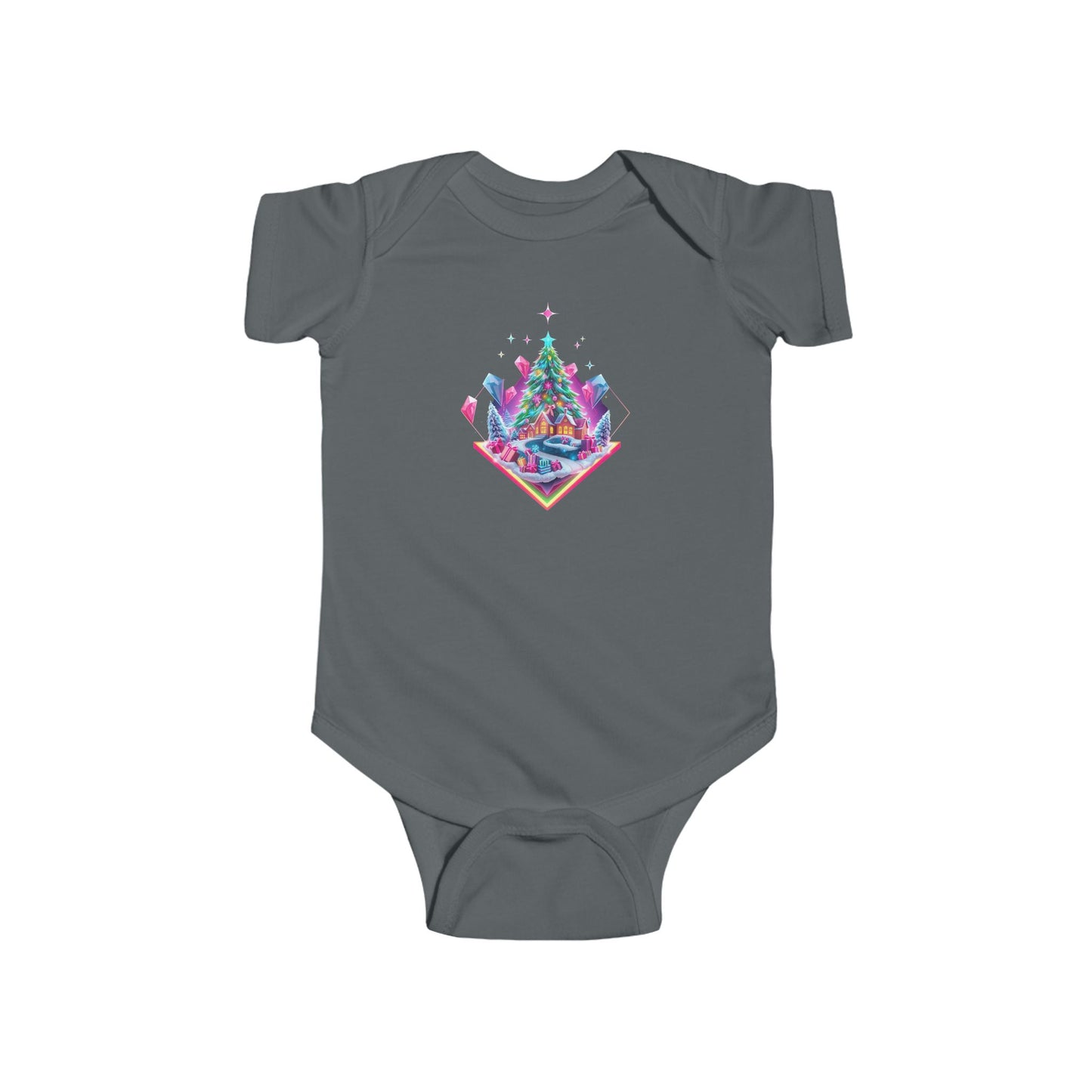 Infant Bodysuit — Festive Neon Christmas Tree Baby Onesie