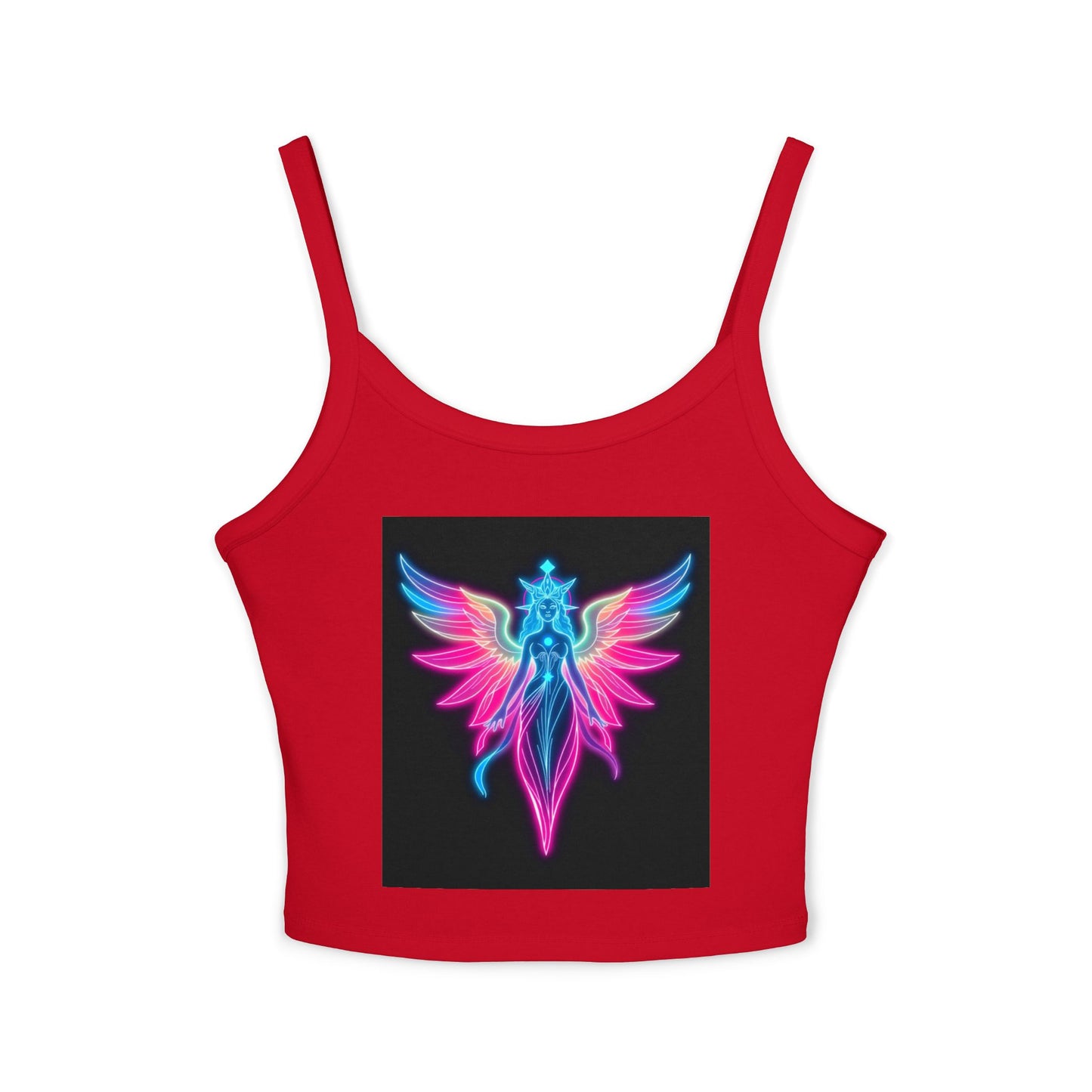 Neon Angel Graphic Spaghetti Strap Tank Top, Summer Shirt, Festival Wear, Bohemian Top, Trendy Casual Wear, Gift for Her