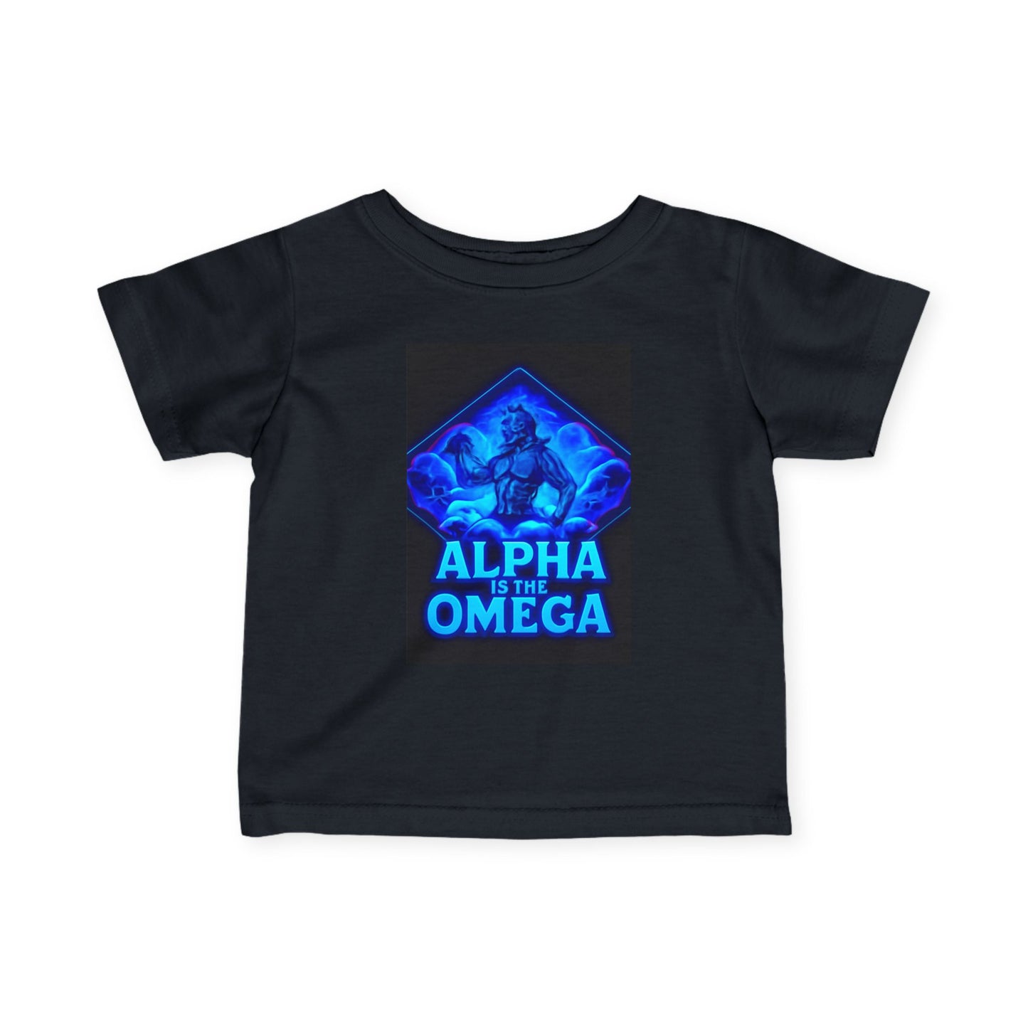 Infant Tee — "Alpha Is the Omega" Neon Christian Baby Shirt