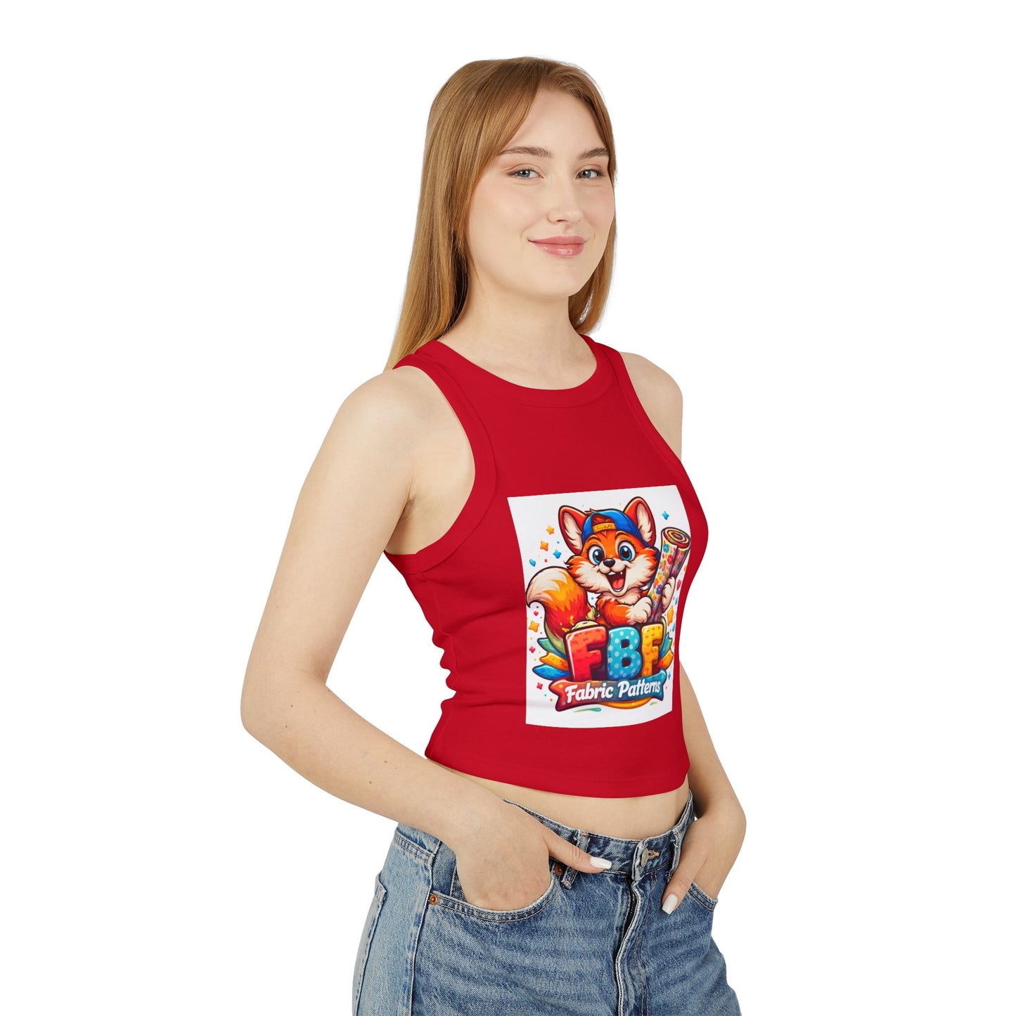 Fox Fabric Designer Tank — “Faith By Fall” Cute Cartoon Fox Racerback Tank Top