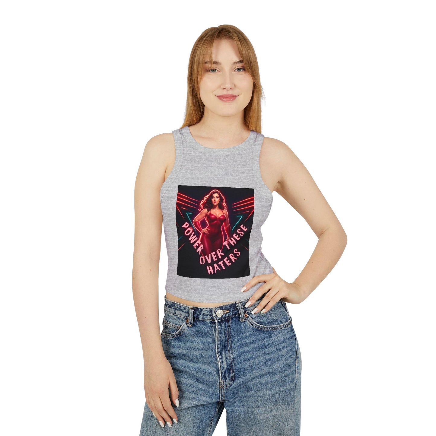 Power Over These Haters Racer Tank Top — FBF Neon Graphic Crop