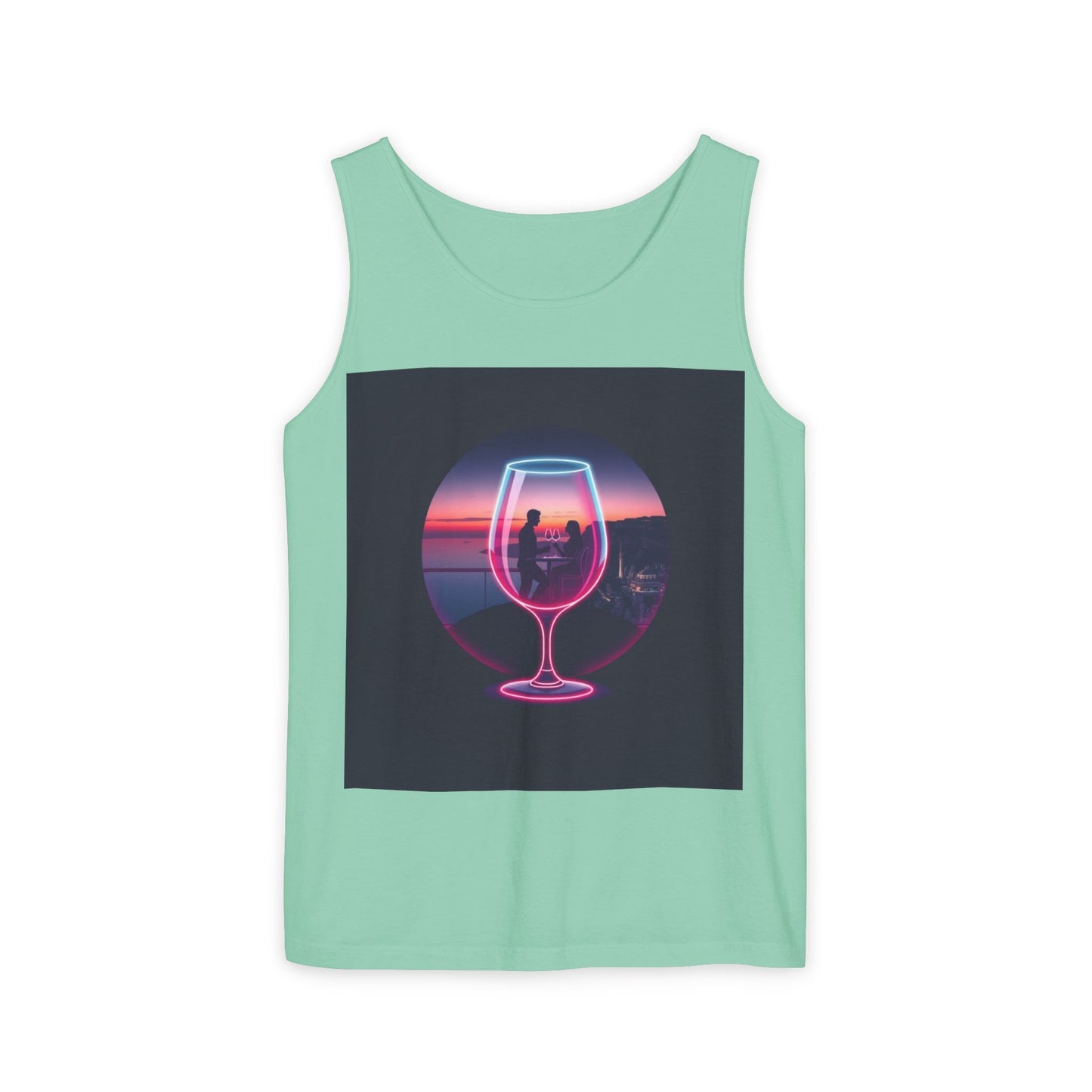 Sunset Vibes Tank Top, Casual Summer Wear, Beach Apparel, Wine Lover Gift, Travel Fashion