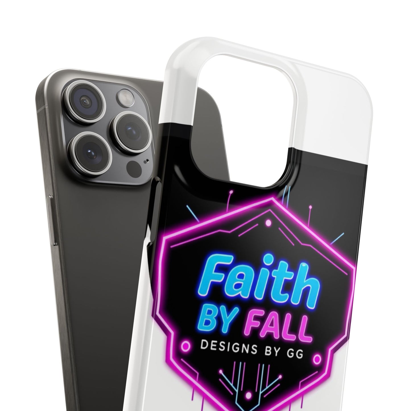 Faith by Fall Slim Phone Case - Neon Design for Tech Enthusiasts