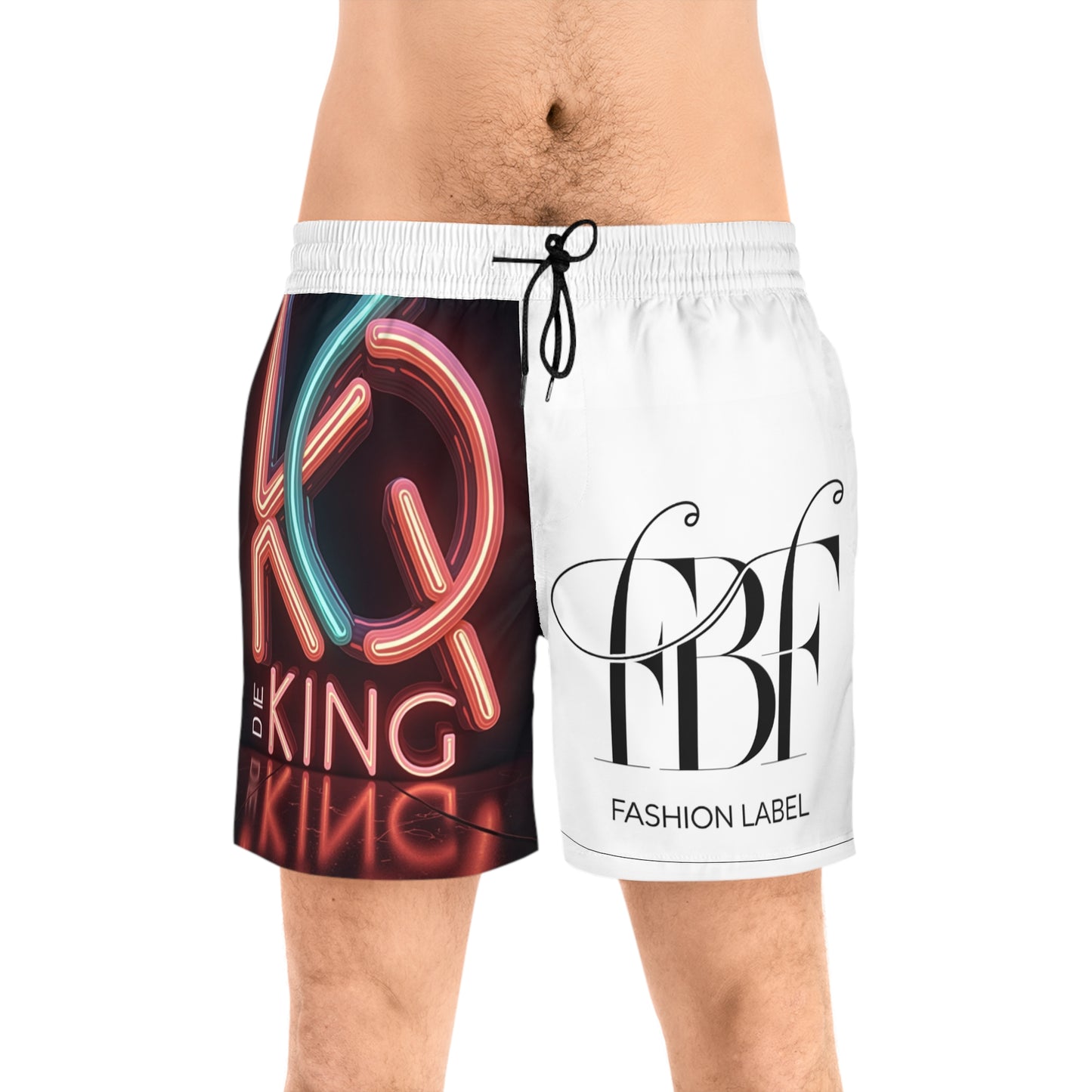 Neon 'King' Men's Mid-Length Swim Shorts - Stylish Beachwear for Summer Fun