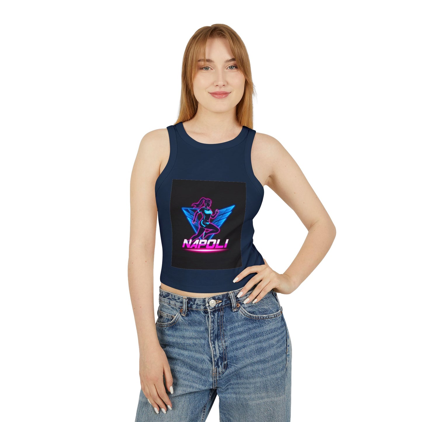 Vintage Napoli Racer Tank Top for Women, Trendy Summer Top, Athletic Wear, Casual Beach Outfit, Retro Graphic Competitive Apparel