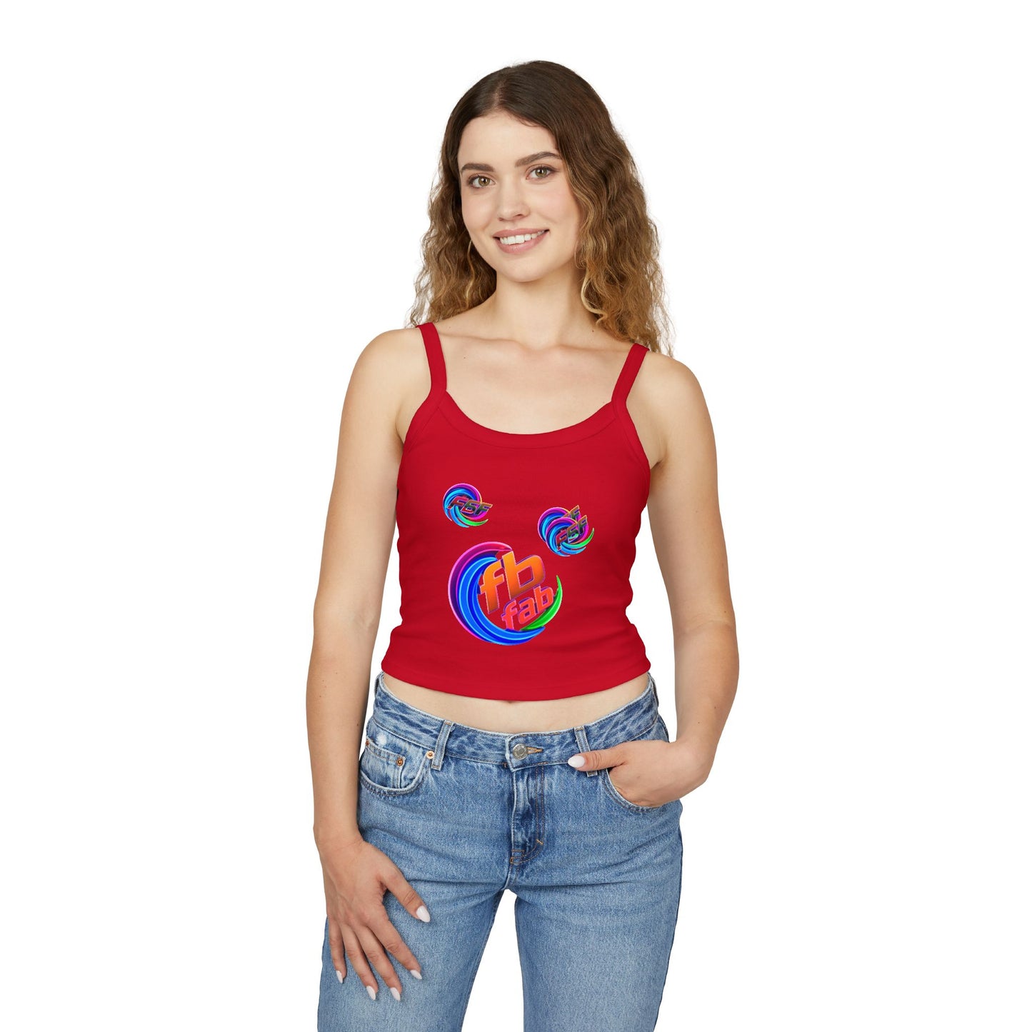 Women's Crop Tank Top — Colorful 'fb fab' Retro Swirl Graphic