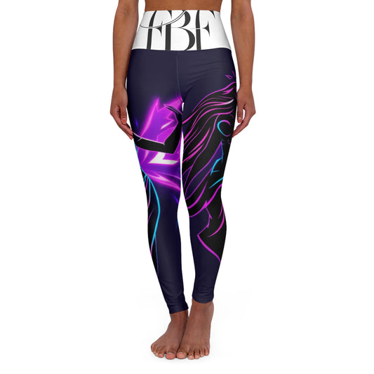 High Waisted Yoga Leggings with Neon Design, Activewear, Fitness Leggings, Workout Pants, Gift for Yogis, Dance Leggings