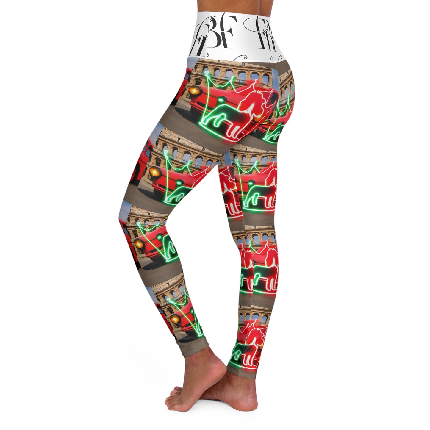 Neon Carousel High Waisted Yoga Leggings, Fitness Apparel, Workout Leggings, Yoga Pants, Activewear, Gifts for Her