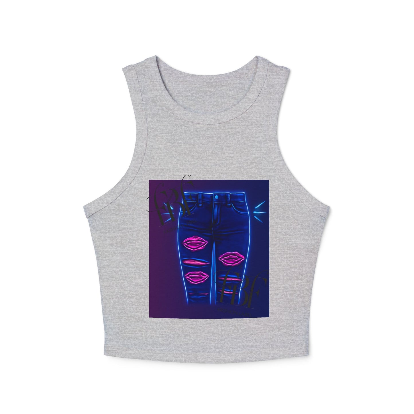 Chic Graphic Racer Tank Top, Casual Wear, Summer Essential, Trendy Apparel, Street Style, Festival Outfit