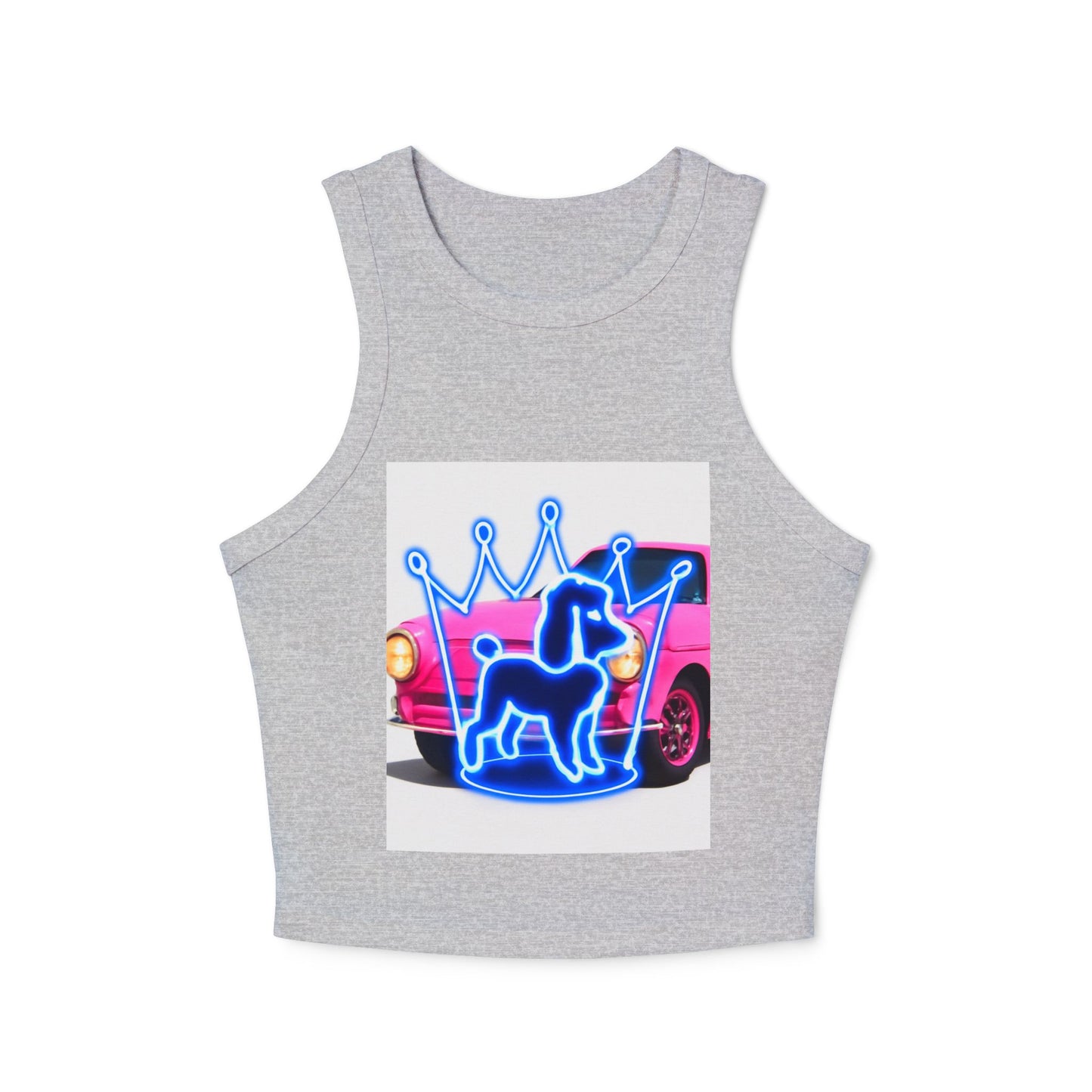 Neon Crowned Dog Racer Tank Top | Women's Casual Wear, Summer Clothing, Beach Gear, Animal Lover Gift, Fashion Statement