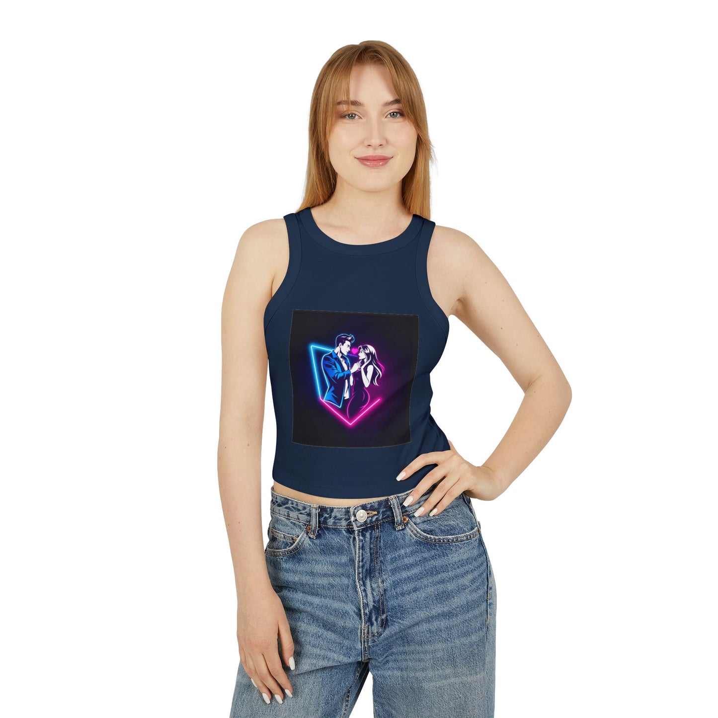 Neon Love Graphic Tank Top, Women's Racerback Shirt, Perfect for Date Night, Festival Wear, Summer Style, Valentine's Day Gift
