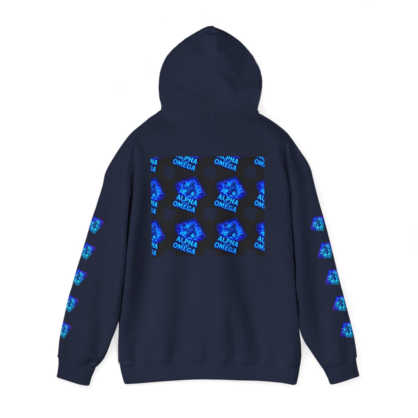 Alpha is the Omega Graphic Hoodie — Blue Retro Logo Pullover
