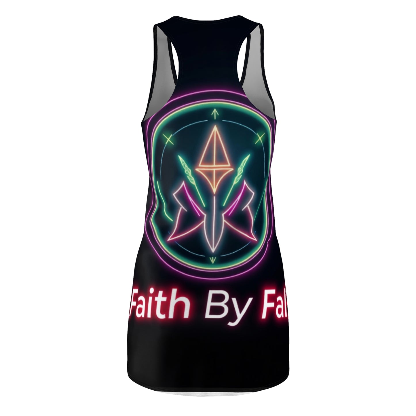 Neon Faith Racerback Dress - Vibrant Summer Style, Perfect for Festivals, Casual Outings, Spiritual Gatherings, Gifts