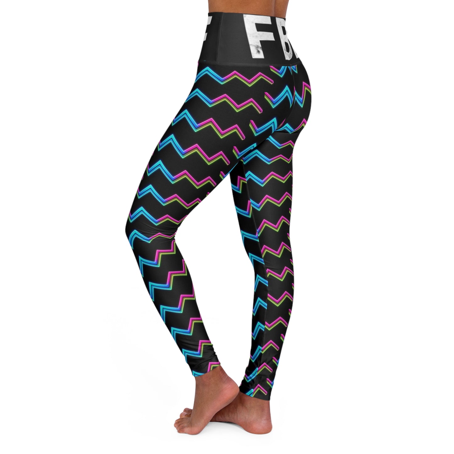Vibrant High Waisted Yoga Leggings with FBF Design