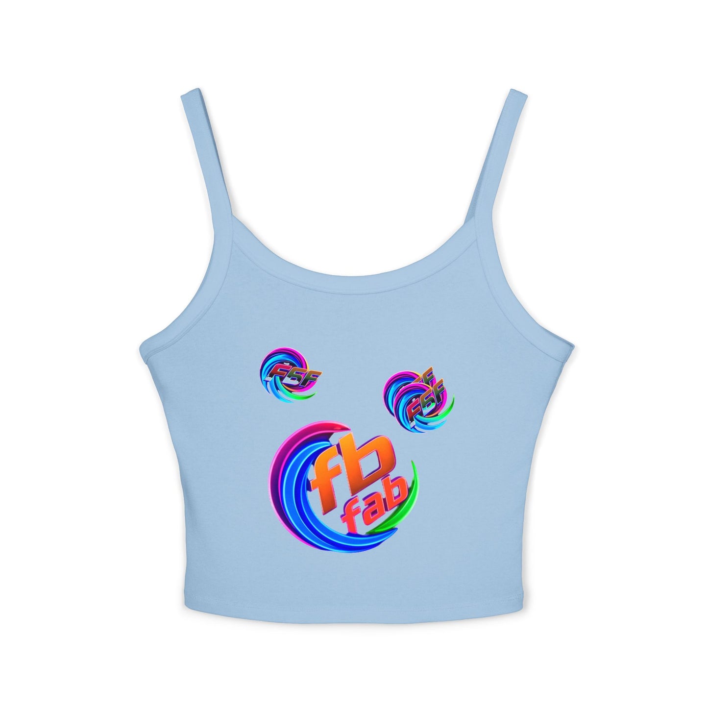 Women's Crop Tank Top — Colorful 'fb fab' Retro Swirl Graphic