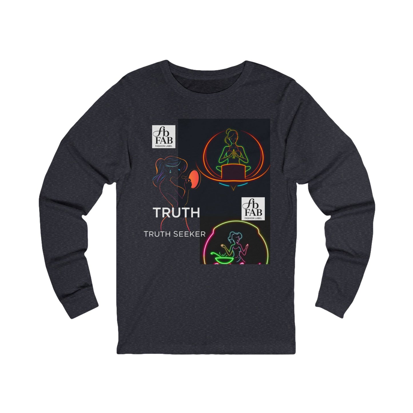 Neon Truth Long Sleeve Tee — Artistic Line-Drawn Figure Shirt