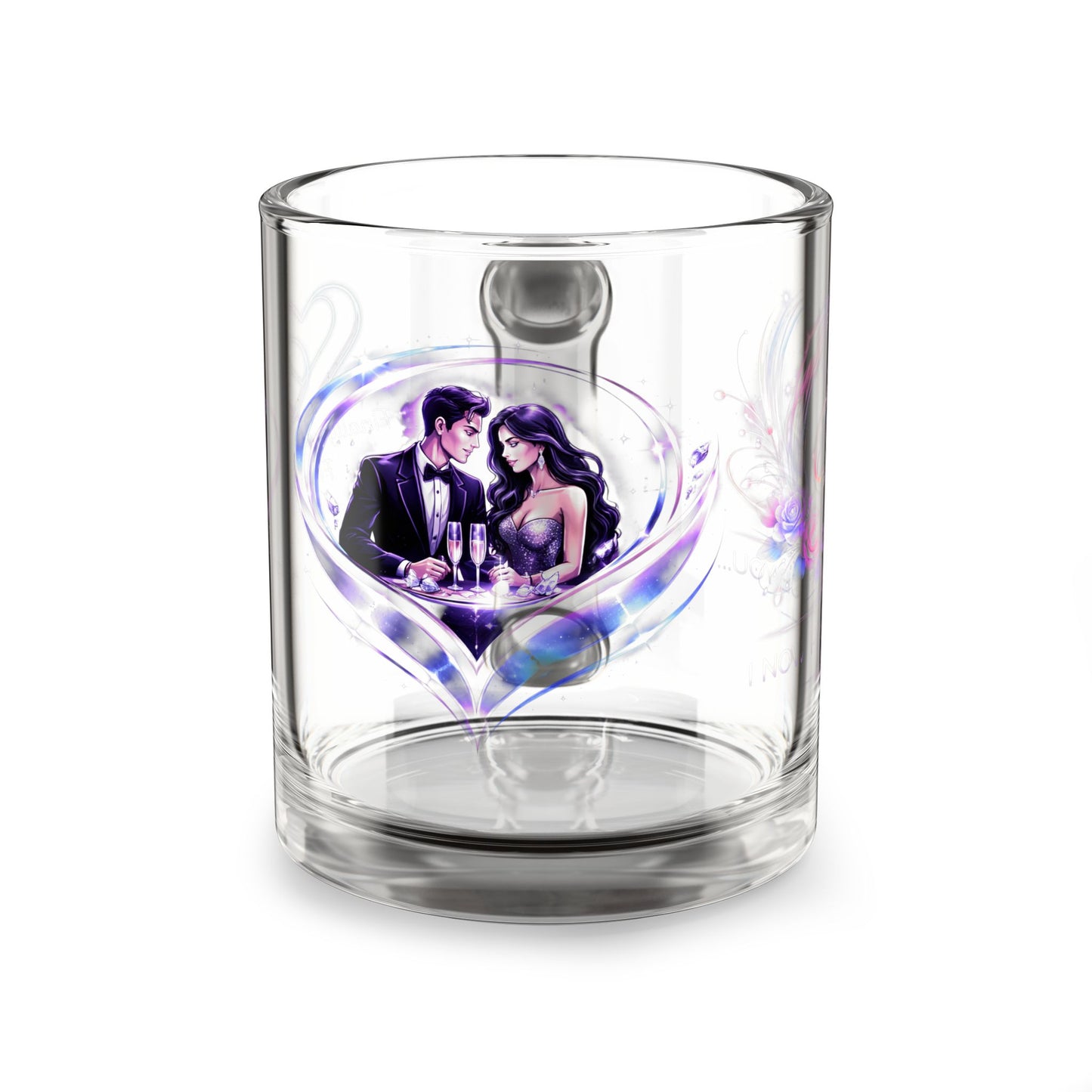 Romantic Couple Heart Glass Mug — 10oz Wedding & Anniversary Coffee Cup