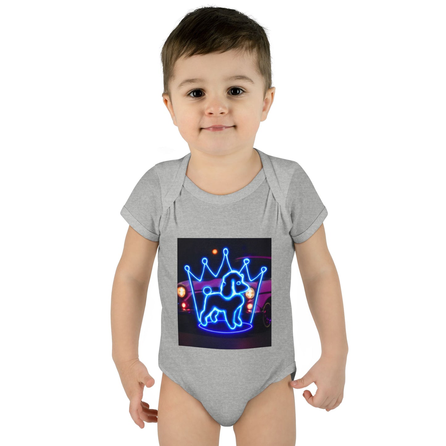 Neon Dog Crown Baby Bodysuit, Cute Infant Outfit, Baby Shower Gift, Newborn Clothes, Pet Lover Apparel, Birthday Gift for Baby