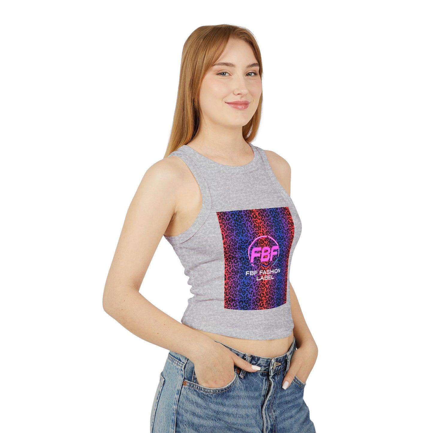 Pink FBF Women's Micro Rib Racer Tank Top