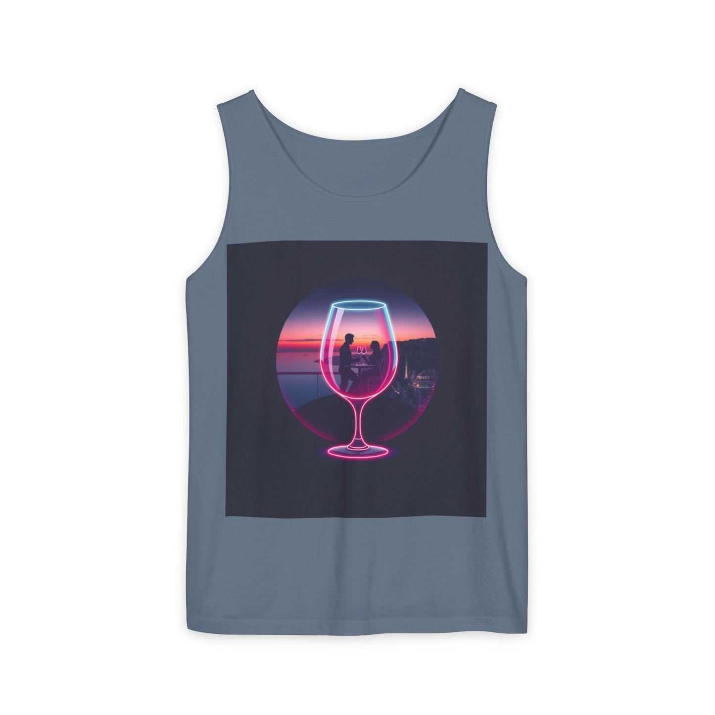 Sunset Vibes Tank Top, Casual Summer Wear, Beach Apparel, Wine Lover Gift, Travel Fashion