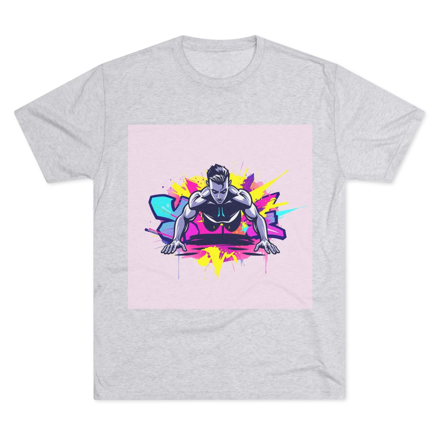 Fitness Motivation Tri-Blend Crew Tee - Vibrant Push-Up Design