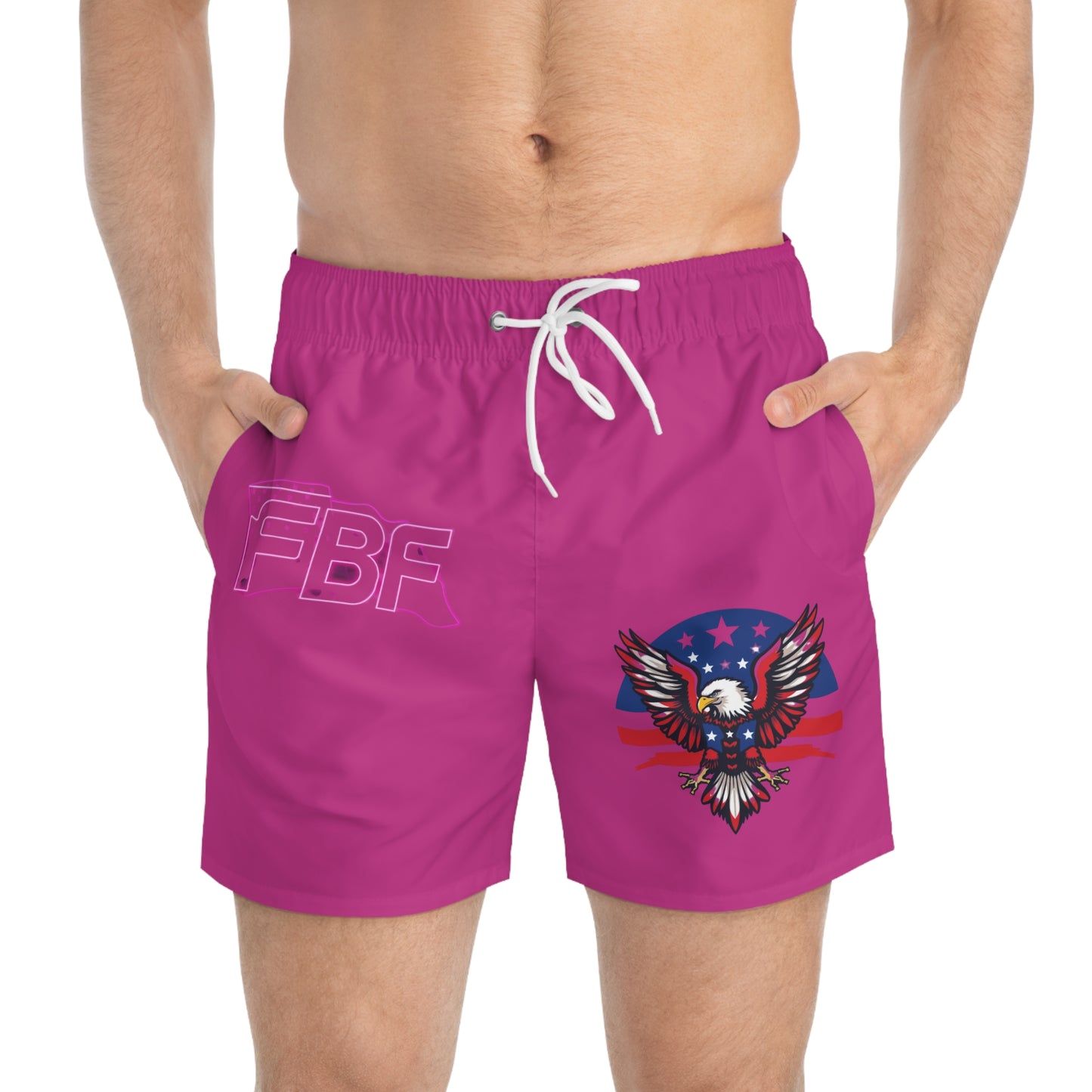 Vibrant Eagle Graphic Swim Trunks, Stylish Beachwear, Summer Swimwear, Men's Swim Shorts, Patriotic Pool Party, 4th of July Gear