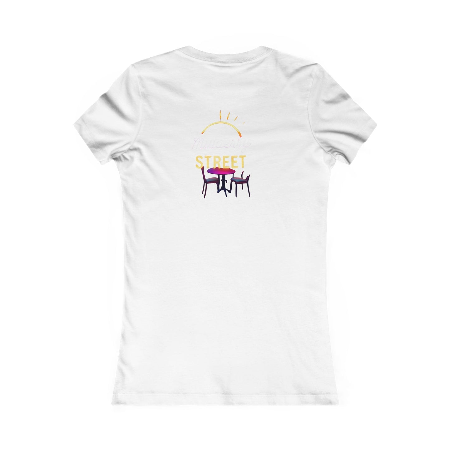 Mulberry Street Women's Tee — Retro Neon Café Graphic Shirt