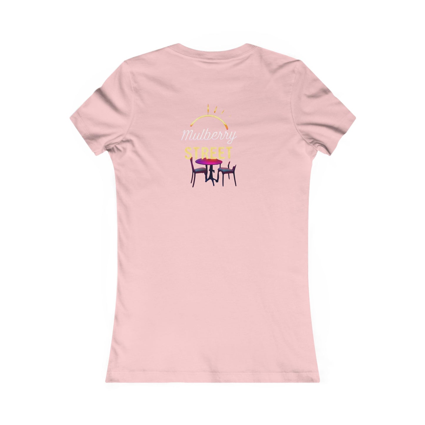 Mulberry Street Women's Tee — Retro Neon Café Graphic Shirt