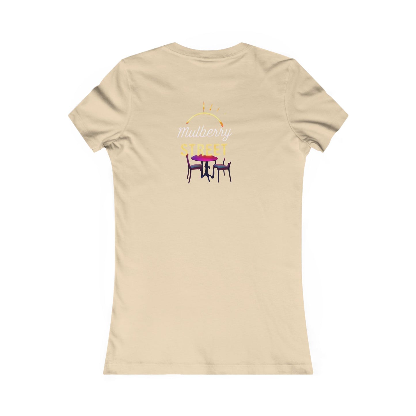 Mulberry Street Women's Tee — Retro Neon Café Graphic Shirt