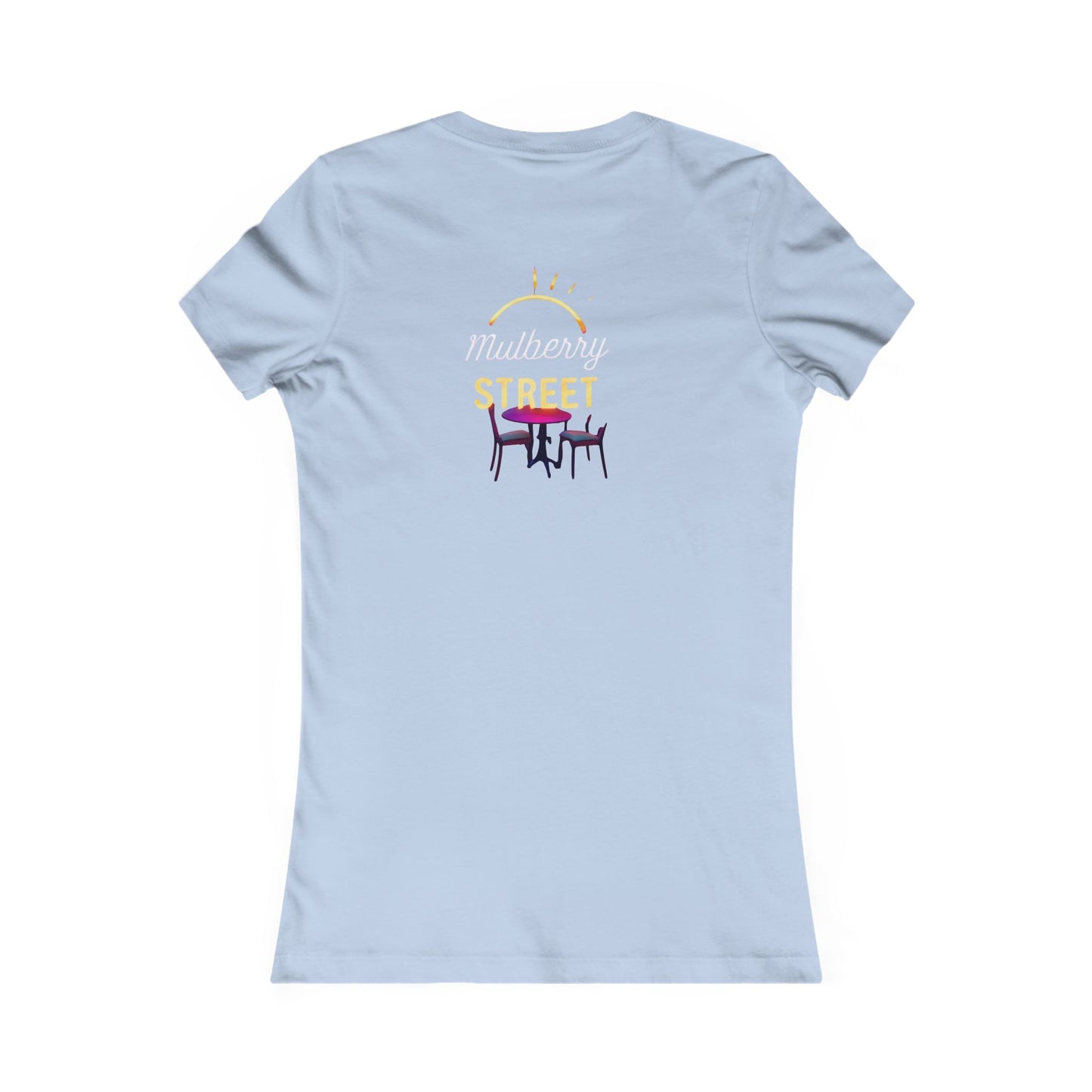 Mulberry Street Women's Tee — Retro Neon Café Graphic Shirt