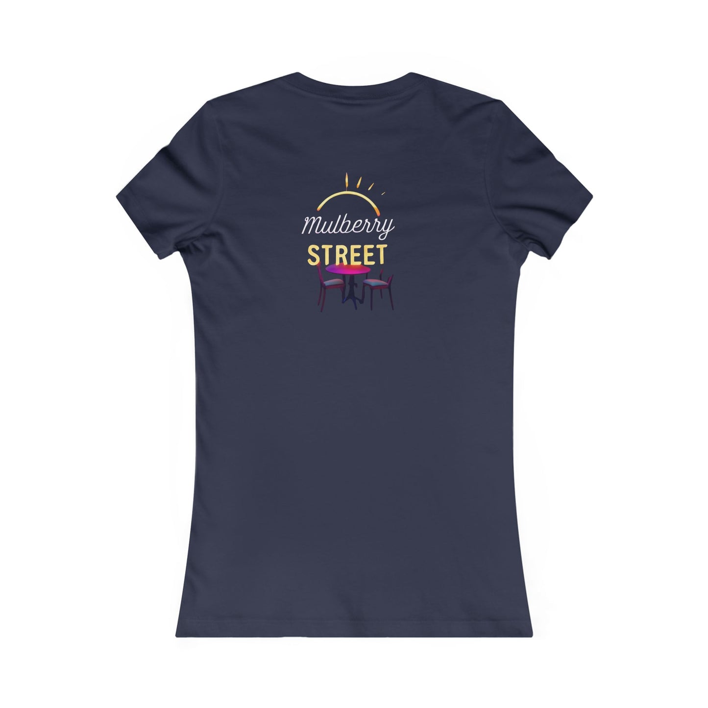 Mulberry Street Women's Tee — Retro Neon Café Graphic Shirt