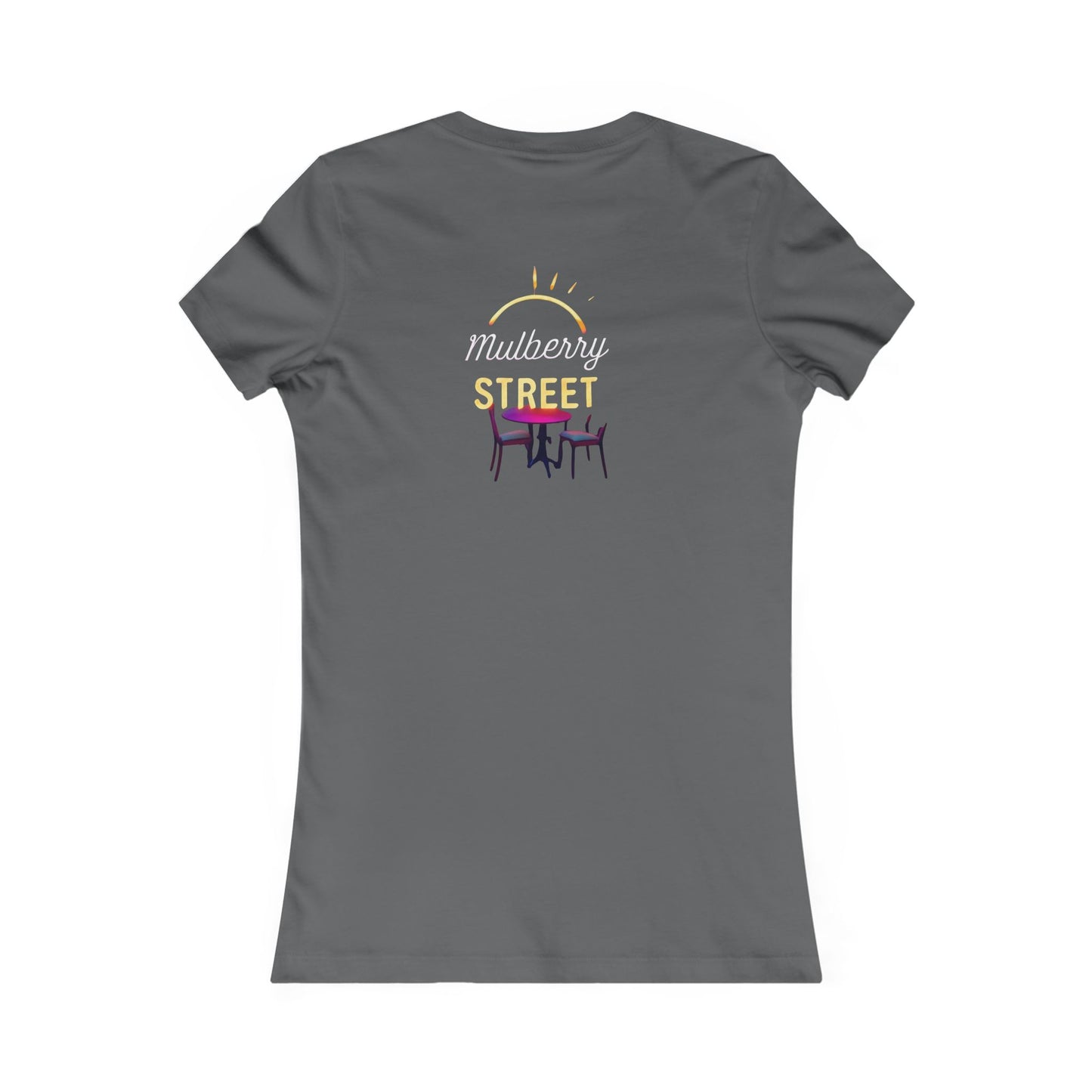 Mulberry Street Women's Tee — Retro Neon Café Graphic Shirt