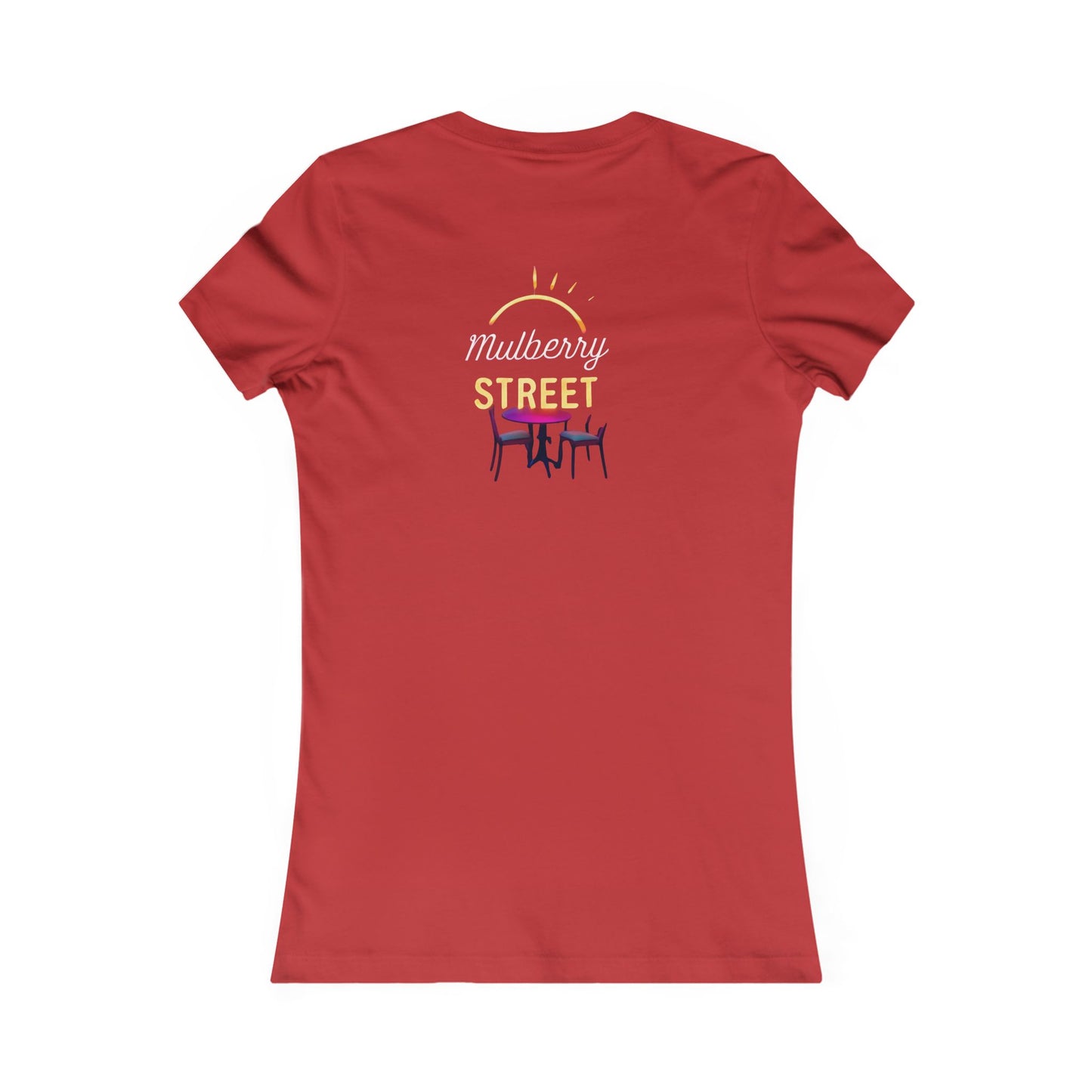 Mulberry Street Women's Tee — Retro Neon Café Graphic Shirt