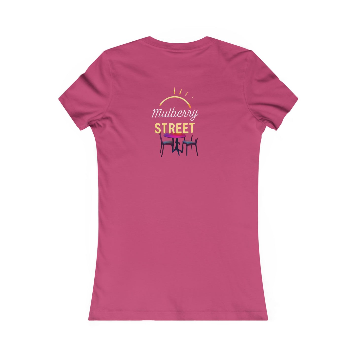 Mulberry Street Women's Tee — Retro Neon Café Graphic Shirt