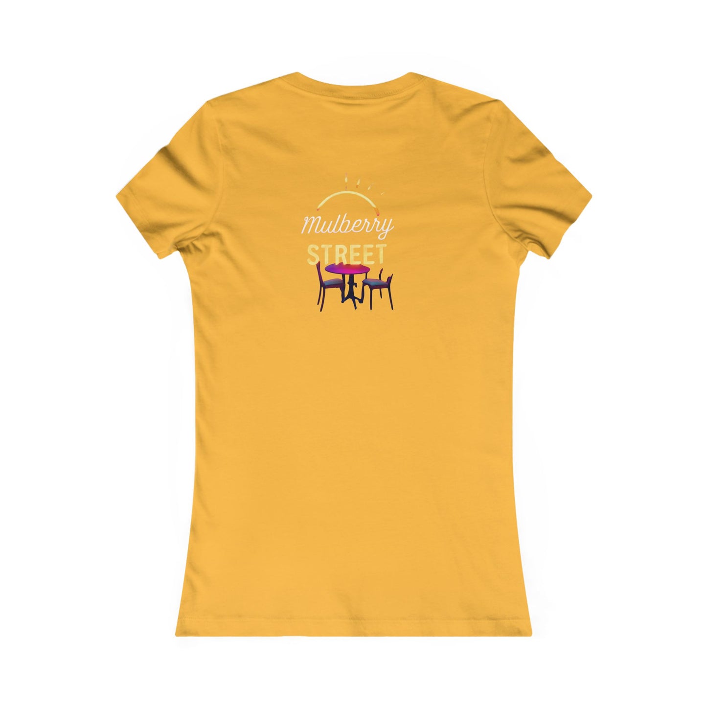 Mulberry Street Women's Tee — Retro Neon Café Graphic Shirt