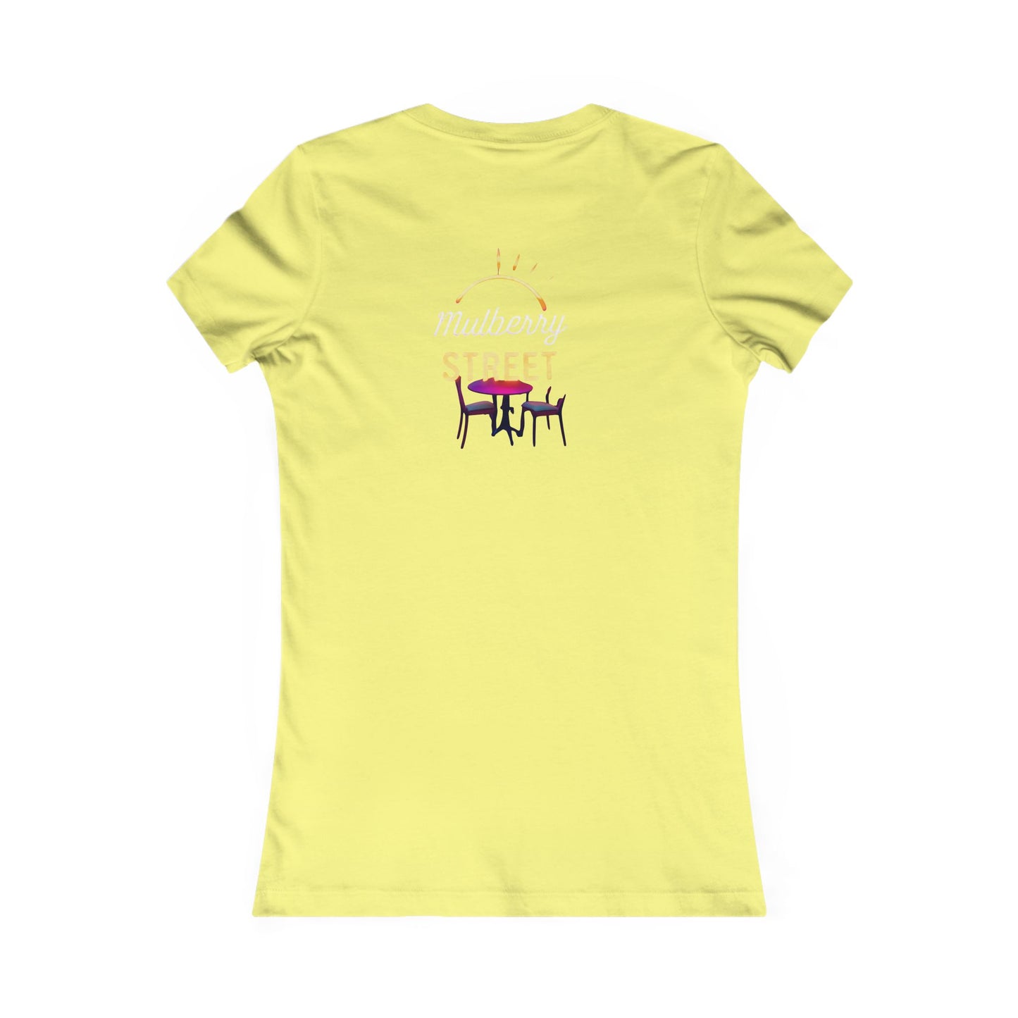 Mulberry Street Women's Tee — Retro Neon Café Graphic Shirt