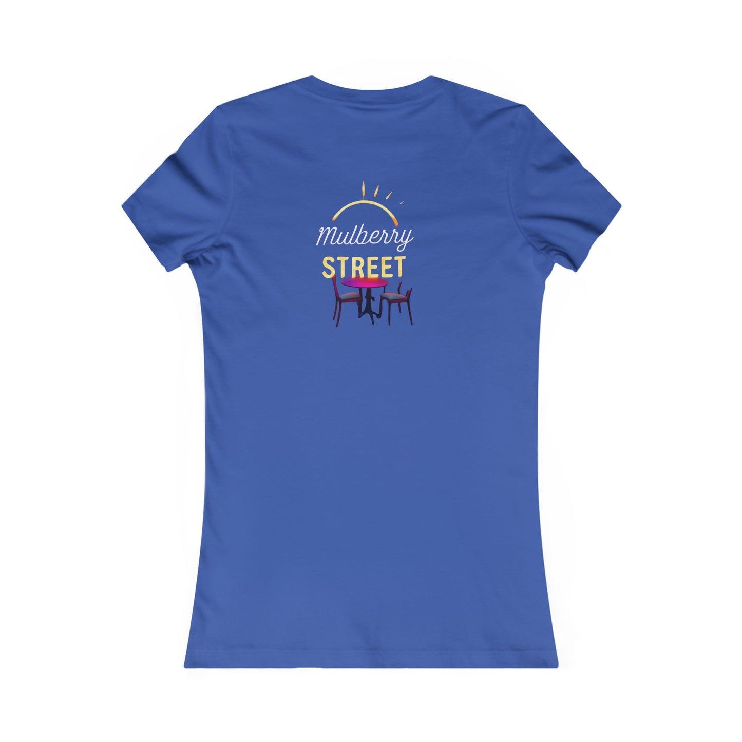Mulberry Street Women's Tee — Retro Neon Café Graphic Shirt