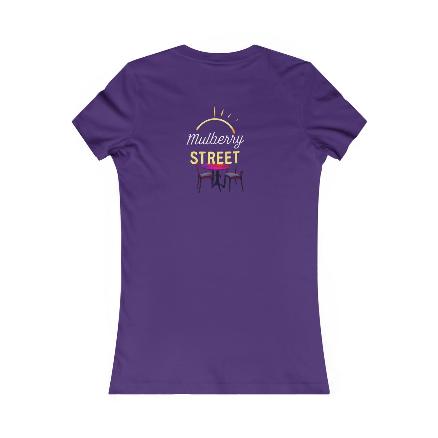 Mulberry Street Women's Tee — Retro Neon Café Graphic Shirt