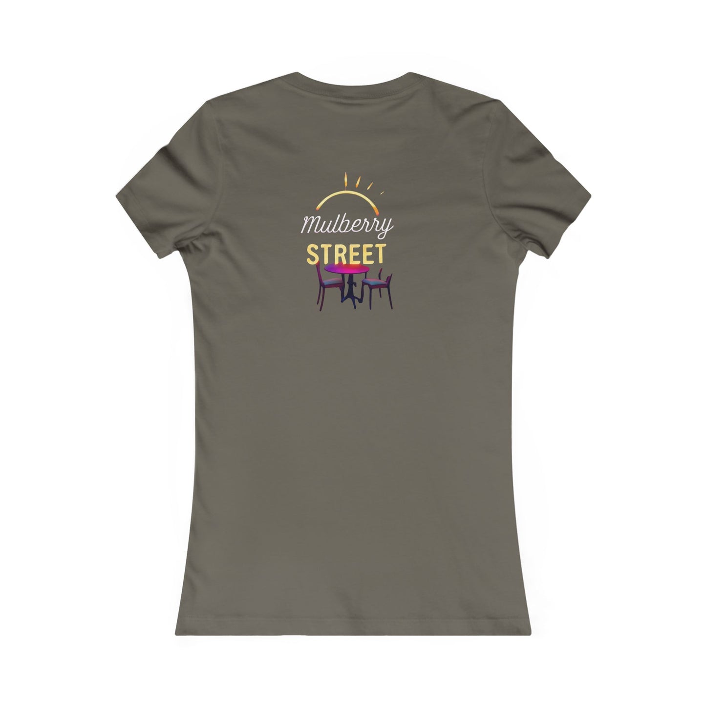 Mulberry Street Women's Tee — Retro Neon Café Graphic Shirt