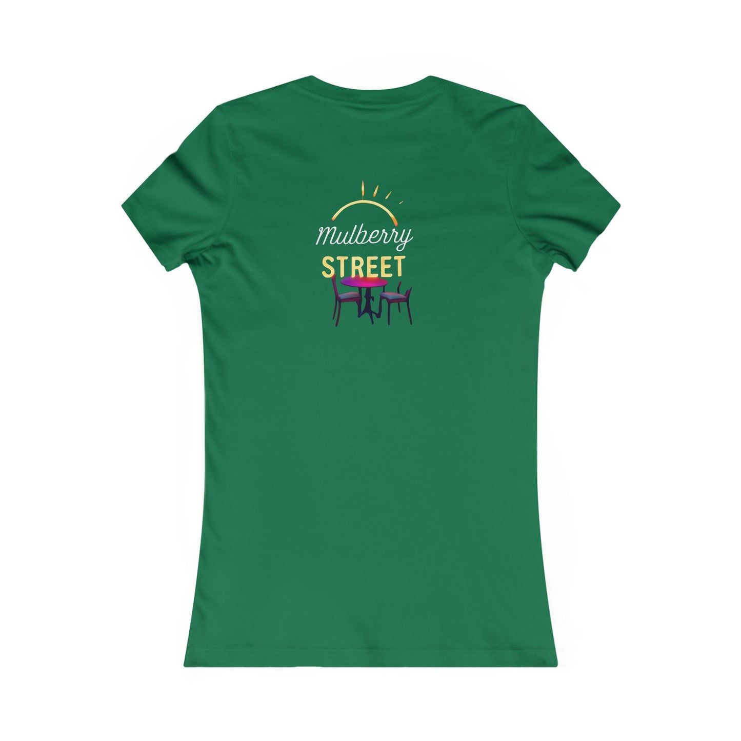 Mulberry Street Women's Tee — Retro Neon Café Graphic Shirt